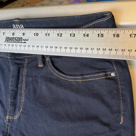 Ana Women Skinny Jeans size 12 US Dark Blue Mid Rise Stretch Boot Cut - Picture 2 of 11